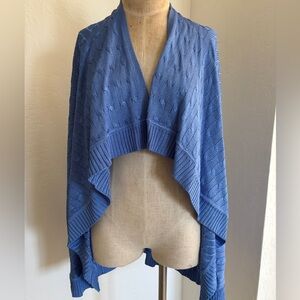 NEW Ralph Lauren Black Label Womens 100% Silk Cable Knit Cardigan Sweater Blue